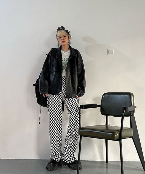 Flap Pocket Faux Leather Jacket