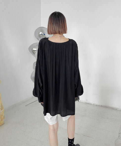 V-Neck Relaxed Satin Blouse