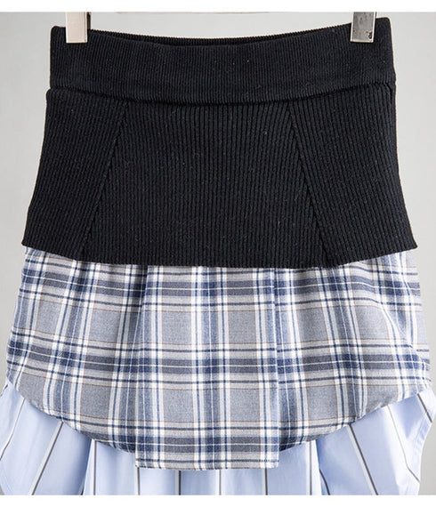 Plaid Splicing Skirt