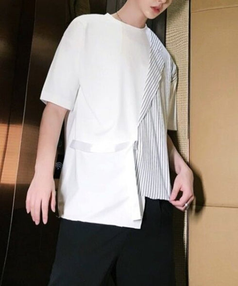 Half Stripe Panel T-Shirt