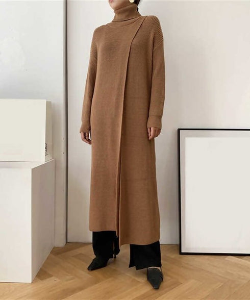 Long Knit Drape Sweater