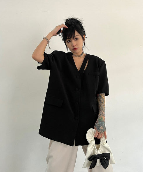 V-neck Short-sleeve Jacket