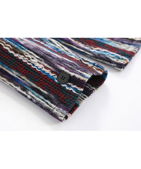 Multicolor Wavy Knit Cardigan