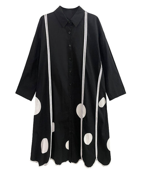 Scallop Dot Graphic Shirt Dress