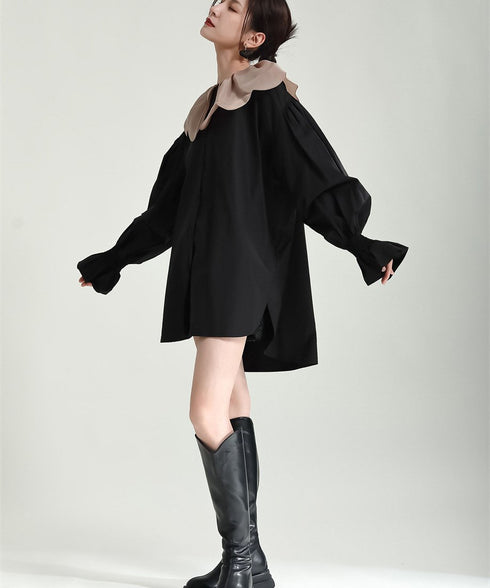 Tulip Collar Volume Sleeve Blouse