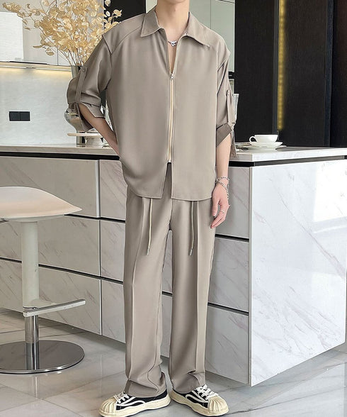 Zipper Sleeve Relaxed Set