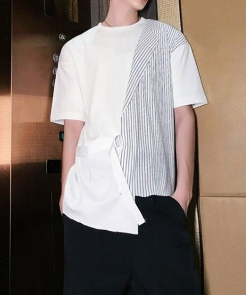 Half Stripe Panel T-Shirt