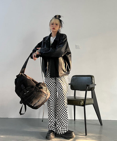 Flap Pocket Faux Leather Jacket