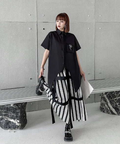 String Ribbon Flare Skirt