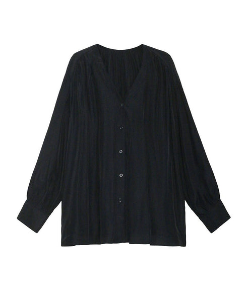 V-Neck Relaxed Satin Blouse
