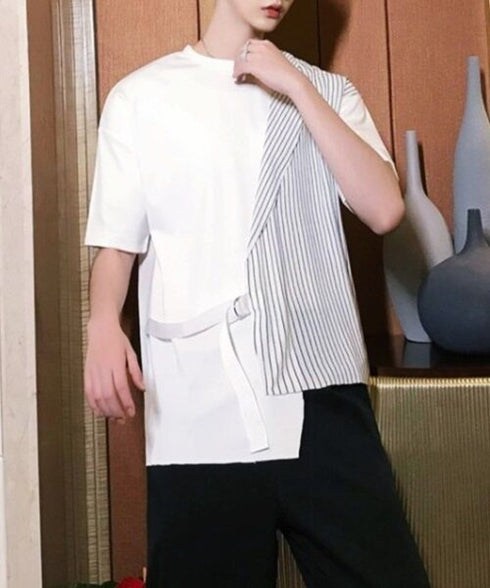 Half Stripe Panel T-Shirt