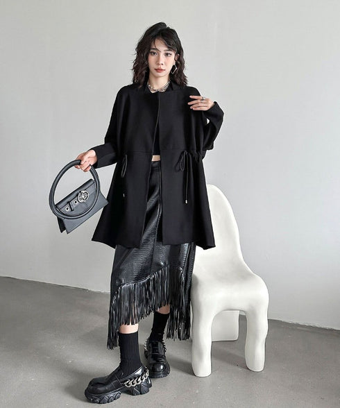 Fringe Faux Leather Skirt