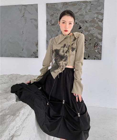 Star Charm Drawstring Balloon Skirt