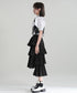 Tiered Pleated Midi Skirt