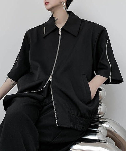 Double Zip Short Sleeve Blouson