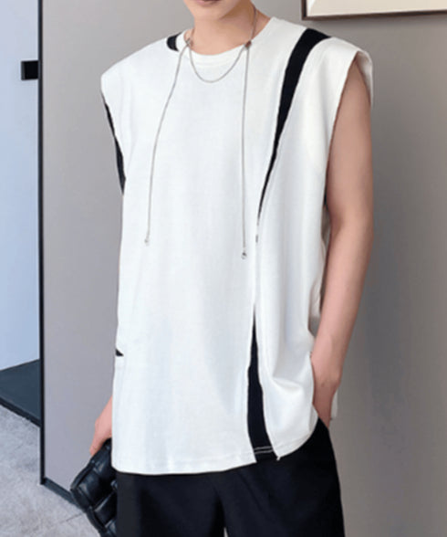 Bicolor Slit Sleeveless Top