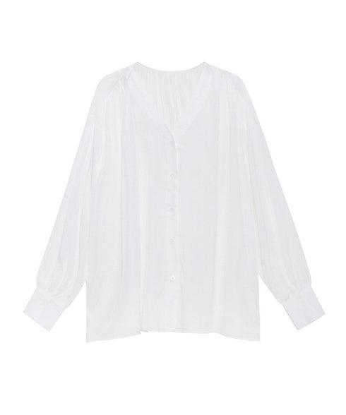 V-Neck Relaxed Satin Blouse