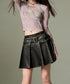 Box Pleat Faux Leather Skirt