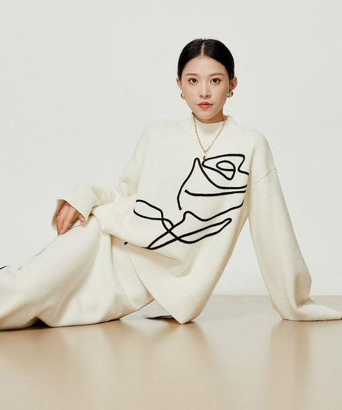 Line Drawing Sweater & Skirt Co-ord