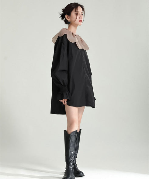 Tulip Collar Volume Sleeve Blouse