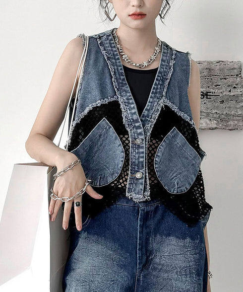 Mesh Denim Vest
