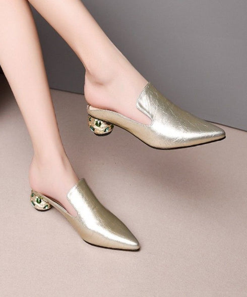 Rhinestone Low Heel Sandals