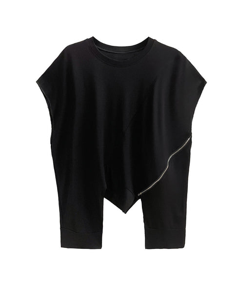 Drop Shoulder Zipper Top