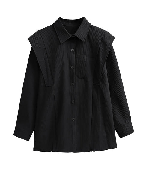 Wing Shoulder Corduroy Blouse