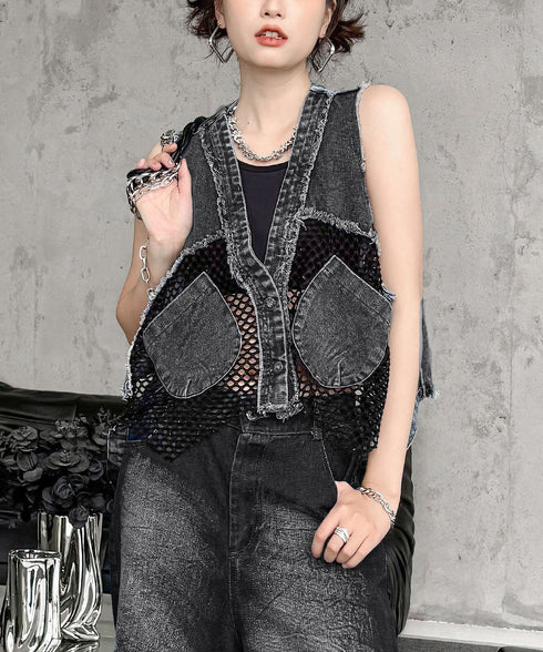 Mesh Denim Vest
