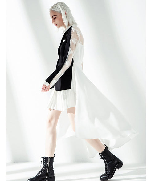 bicolor back long anorak