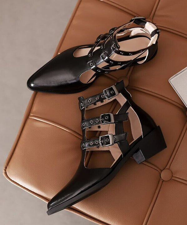 Triple Buckle Cutout Shoes