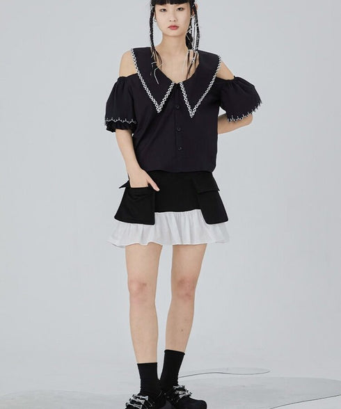 millet open shoulder blouse