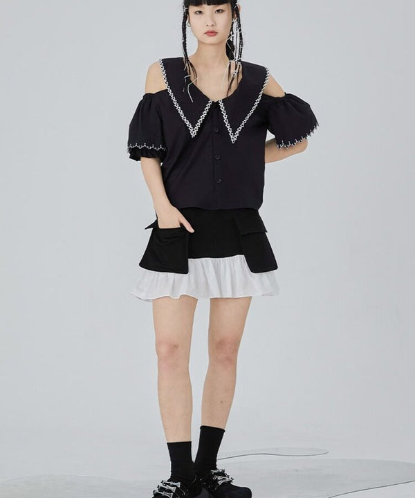 millet open shoulder blouse