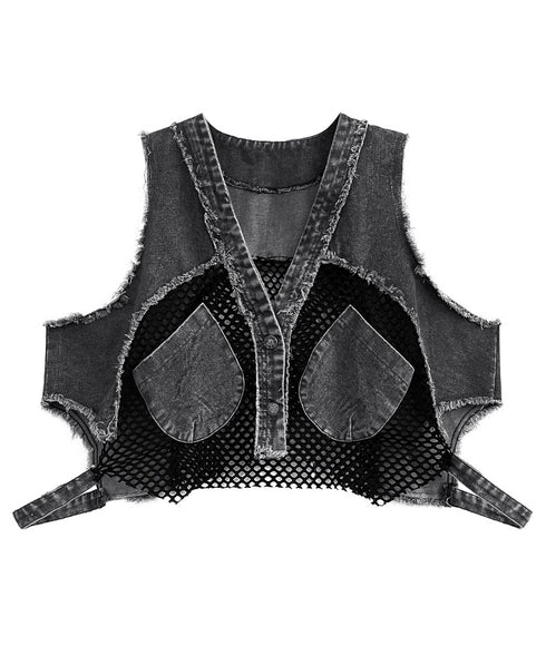 Mesh Denim Vest