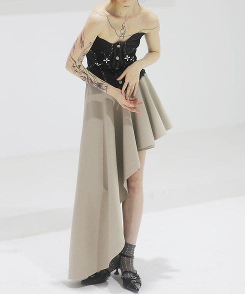Asymmetric Untrimmed Skirt