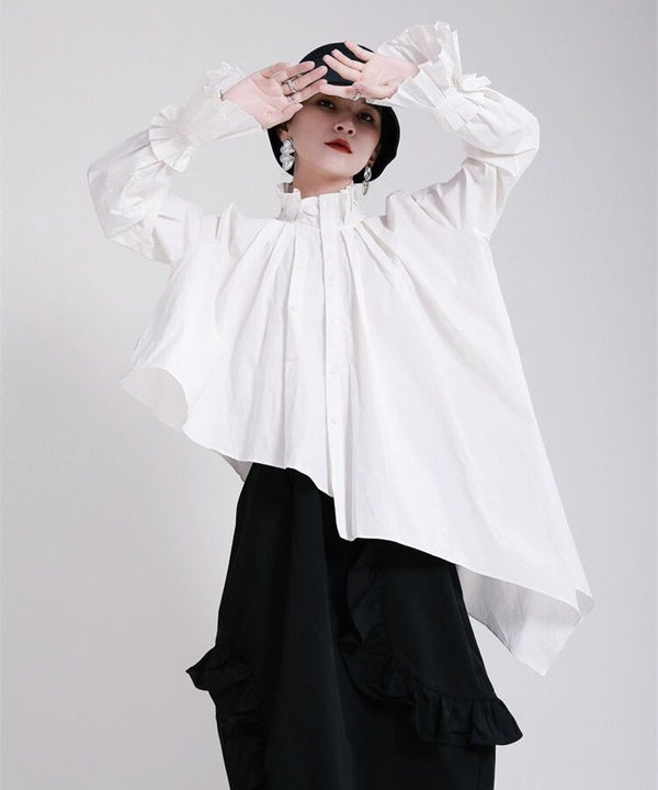 Pleated Asymmetric Volume Blouse