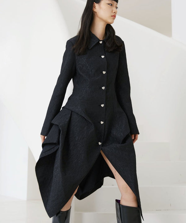 Heart Button Draped Coat