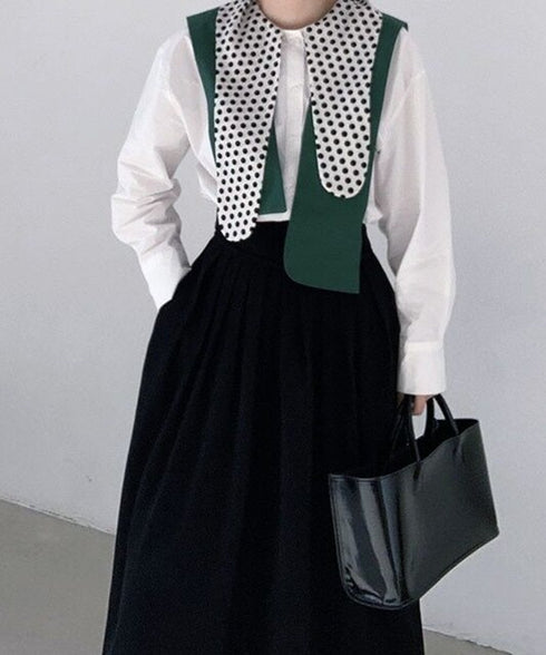 Polka Dot Collar Blouse