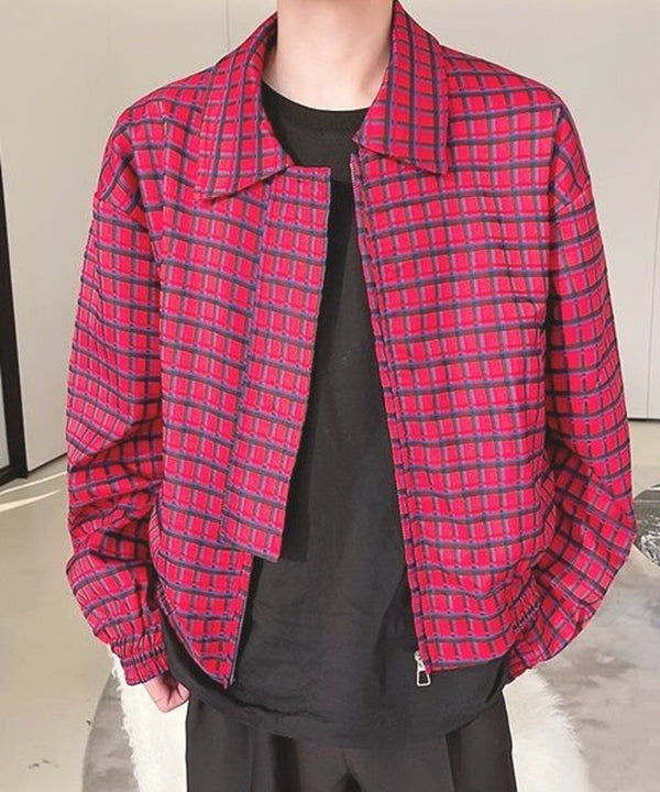 Red Check Zip Jacket