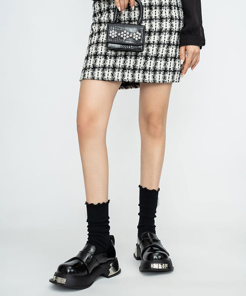 Metal Plate Platform Loafers