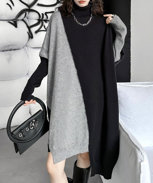 Diagonal Switch Sweater Dress