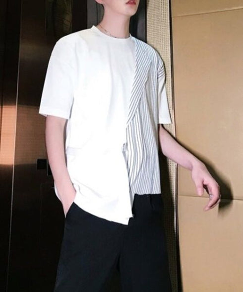 Half Stripe Panel T-Shirt