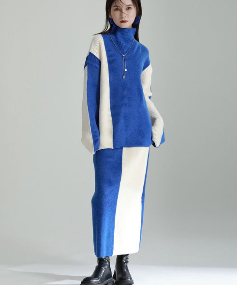 Bicolor Sweater & Skirt Co-ord