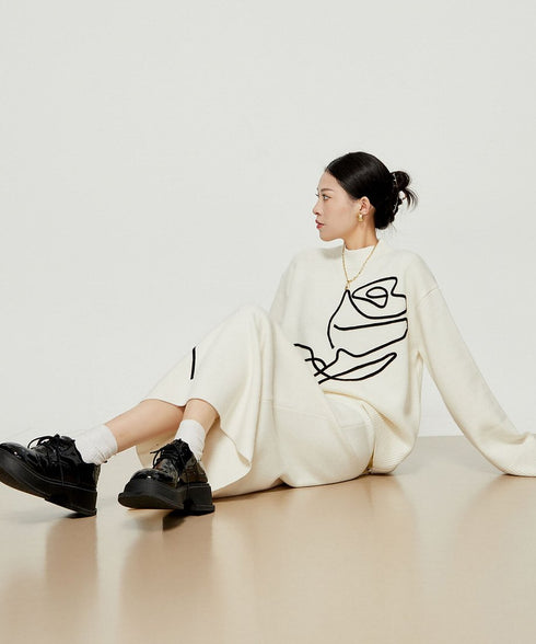 Line Drawing Sweater & Skirt Co-ord