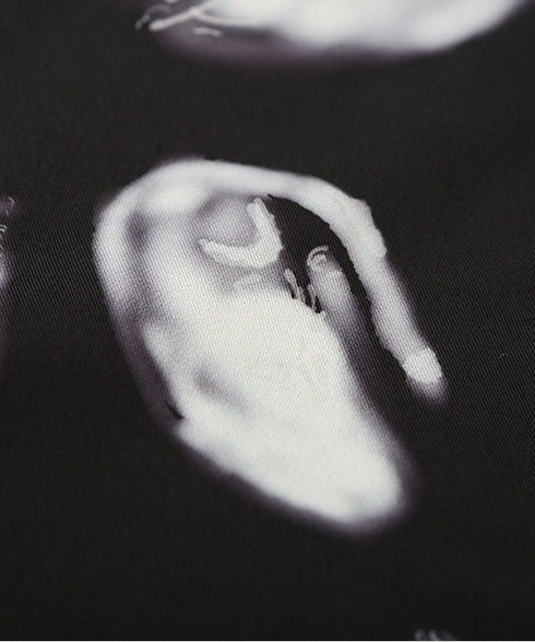 Feather Print Lace Collar Blouse