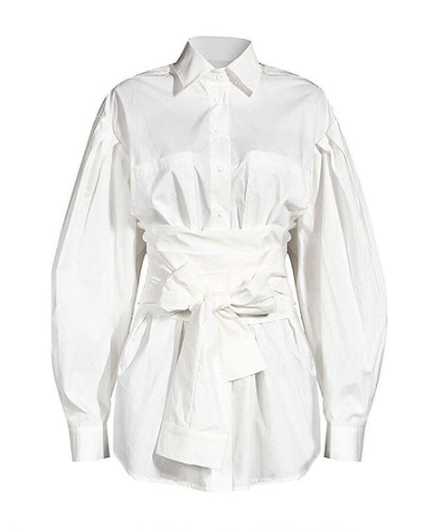 Plaid Obi Belted Check Shirt