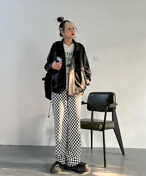 Flap Pocket Faux Leather Jacket