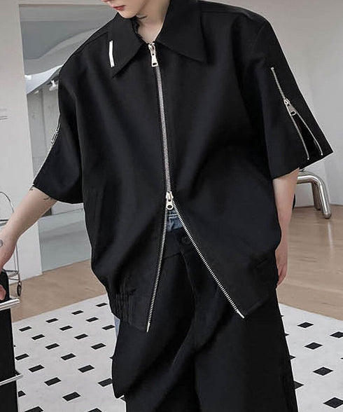 Double Zip Short Sleeve Blouson