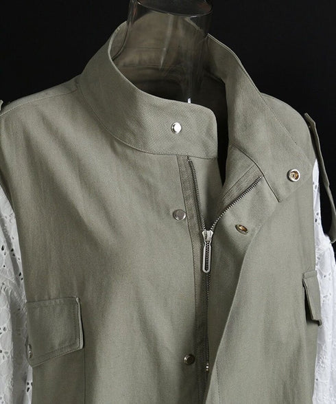 Lace Switching Short Coat