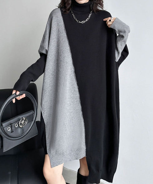 Diagonal Switch Sweater Dress